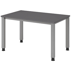 HAMMERBACHER QS12 höhenverstellbarer Schreibtisch grafit rechteckig, 4-Fuß-Gestell silber 120,0 x 80,0 cm