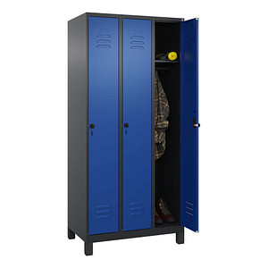 CP Spind Classic Plus enzianblau, schwarzgrau 080010-30 S10058, 3 Schließfächer 90,0 x 50,0 x 195,0 cm