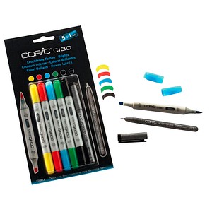 4013695261348 - COPIC Marker ciao 5+1 Set - Leuchtende Farben Der Marker zum Layouten Skizzieren und Illustrieren (22075 550)