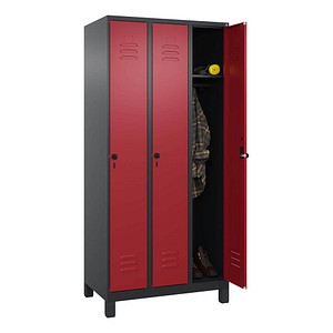 4068427429831 - Spind Classic Plus rubinrot schwarzgrau 080010-30 S10059 3 Schließfächer 900 x 500 x 1950 cm 4068427429831 C+P-Möbel