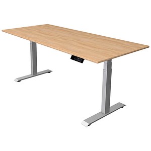 Kerkmann Move 1 stable elektrisch höhenverstellbarer Schreibtisch eiche hell rechteckig, T-Fuß-Gestell silber 180,0 x 80,0 cm