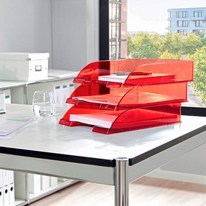 4002432370825 - Briefablage Plus 5226-00-28 A4   C4 rot-transparent Kunststoff stapelbar 4002432370825 Leitz