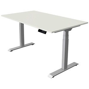Kerkmann Move 1 stable elektrisch höhenverstellbarer Schreibtisch weiß rechteckig, T-Fuß-Gestell silber 140,0 x 80,0 cm