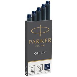 Parker Tintenpatronen für Füller | lange Patronen | blauschwarze QUINK Tinte | 5 Stück