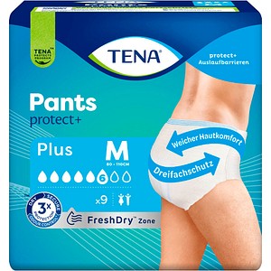 7322542285398 - TENA Inkontinenzhosen Pants protect+ Plus Größe M für Frauen und Männer 9 St