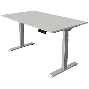 Kerkmann Move 1 stable elektrisch höhenverstellbarer Schreibtisch lichtgrau rechteckig, T-Fuß-Gestell silber 140,0 x 80,0 cm