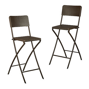 4052025970314 - Barstuhl klappbar bastian 2er Set Rattan Optik Rückenlehne Barhocker faltbar 78 cm hoch Tresenhocker Klappstuhl braun - Relaxdays