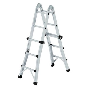 MUNK Teleskopleiter 32013 oTraverse, 4x 3 Stufen, silber, Aluminium 4031405320130 MUNK