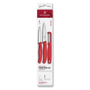 7613329191996 - VICTORINOX Küchenmesser + Sparschäler Swiss Classic silber rot glatt 1 Set