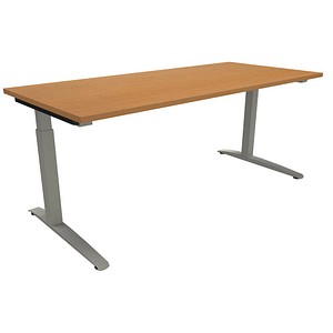 4260267326060 - fm Sidney höhenverstellbarer Schreibtisch buche rechteckig C-Fuß-Gestell Quadratrohr silber 1800 x 800 cm 4260267326060 - fm Sidney höhenverstellbarer Schreibtisch buche rechteckig C-Fuß-Gestell Quadratrohr silber 1800 x 800 cm