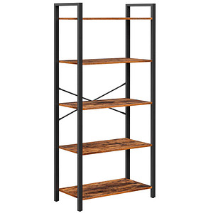 0194343010908 - Vasagle Bücherregal Standregal Aufbewahrungsregal mit 5 Ebenen Industrie-Design für Wohnzimmer Büro Arbeitszimmer und Flur Stahlgestell