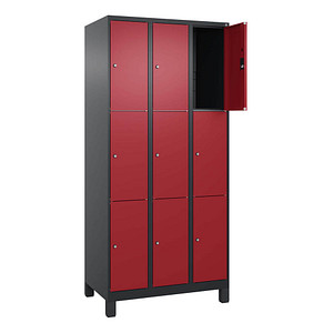 4068427434378 - Schließfachschrank Classic Plus rubinrot schwarzgrau 080010-303 S10034 9 Schließfächer 900 x 500 x 1950 cm 4068427434378 CP