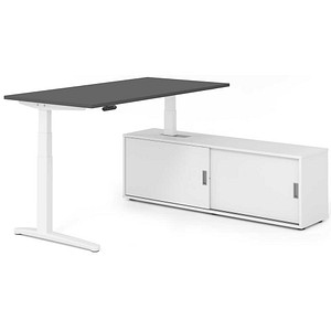 4032062330760 - XBHM16SB elektrisch höhenverstellbarer Schreibtisch grafit rechteckig C-Fuß-Gestell weiß 1600 x 800 cm