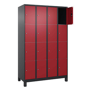 4068427434569 - Schließfachschrank Classic Plus rubinrot schwarzgrau 080010-404 S10037 16 Schließfächer 1200 x 500 x 1950 cm 4068427434569 