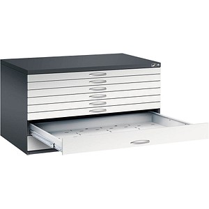 4068192050568 - Zeichnungsschrank DIN A0 8 Schubladen Höhe 760 mm schwarzgrau   lichtgrau C+P