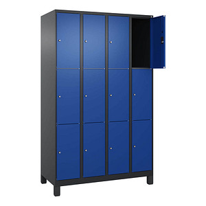 4068427433166 - Schließfachschrank Classic Plus enzianblau schwarzgrau 080010-403 S10032 12 Schließfächer 1200 x 500 x 1950 cm 406842743316