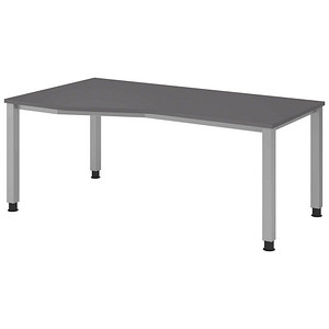 4032062322284 - QS18 höhenverstellbarer Schreibtisch grafit Trapezform 4-Fuß-Gestell silber 1800 x 800 1000 cm