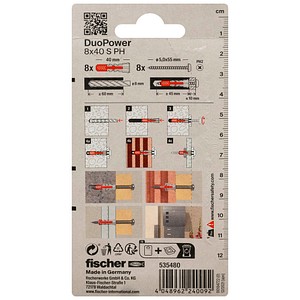 4048962240092 - fischer DuoPower 8x40 S PH K  2K 535480 Dübel mit Schrauben Ø 8 mm x 40 mm 8 Stück
