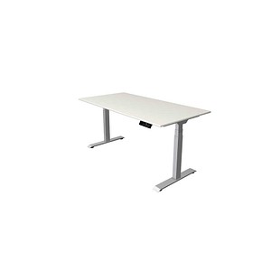Kerkmann Move 1 stable elektrisch höhenverstellbarer Schreibtisch weiß rechteckig, T-Fuß-Gestell silber 160,0 x 80,0 cm