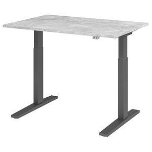 HAMMERBACHER XMKA12 elektrisch höhenverstellbarer Schreibtisch beton rechteckig, C-Fuß-Gestell grau 120,0 x 80,0 cm