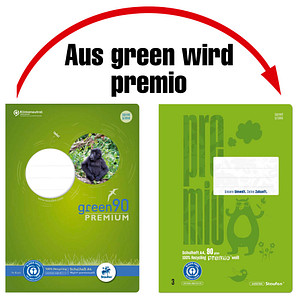 Staufen® Schulheft green Lineatur 3 liniert DIN A4 ohne Rand, 16 Blatt, 1 St.