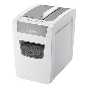 AKTION: LEITZ IQ Slim Office Aktenvernichter mit Partikelschnitt P-4, 4 x 28 mm, bis 12 Blatt, weiß mit 15 Euro CashBack