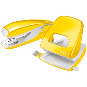 AKTION: LEITZ Locher und Heftgeräte Set WOW 5095 gelb-metallic mit Prämie nach Registrierung