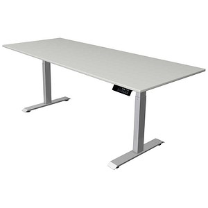 Kerkmann Move 1 stable elektrisch höhenverstellbarer Schreibtisch lichtgrau rechteckig, T-Fuß-Gestell silber 200,0 x 80,0 cm