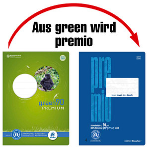 Staufen® Schulheft green Lineatur 25 liniert DIN A4 Außenrand, 16 Blatt, 1 St.