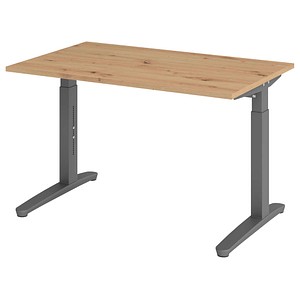 4032062191347 - eurokraft pro ANNY - Schreibtisch mit C-Fußgestell höhenverstellbar 650 - 850 mm Breite 1200 mm Asteiche   graphit