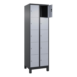 4068427573527 - Schließfachschrank Classic Plus schwarzgrau weißaluminium 080010-205 S10045 10 Schließfächer 600 x 500 x 1950 cm 4068427573