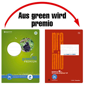 Staufen® Schulheft green Lineatur 28 kariert DIN A4 Innen- und Außenrand, 16 Blatt, 1 St.