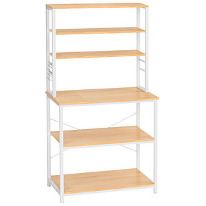 0194343043395 - Songmics - vasagle Küchenregal Standregal mit Ablagen mit 6 Haken und Metallrahmen Industrie-Design für Mikrowelle Kochutensilien 80 x 40 x 167