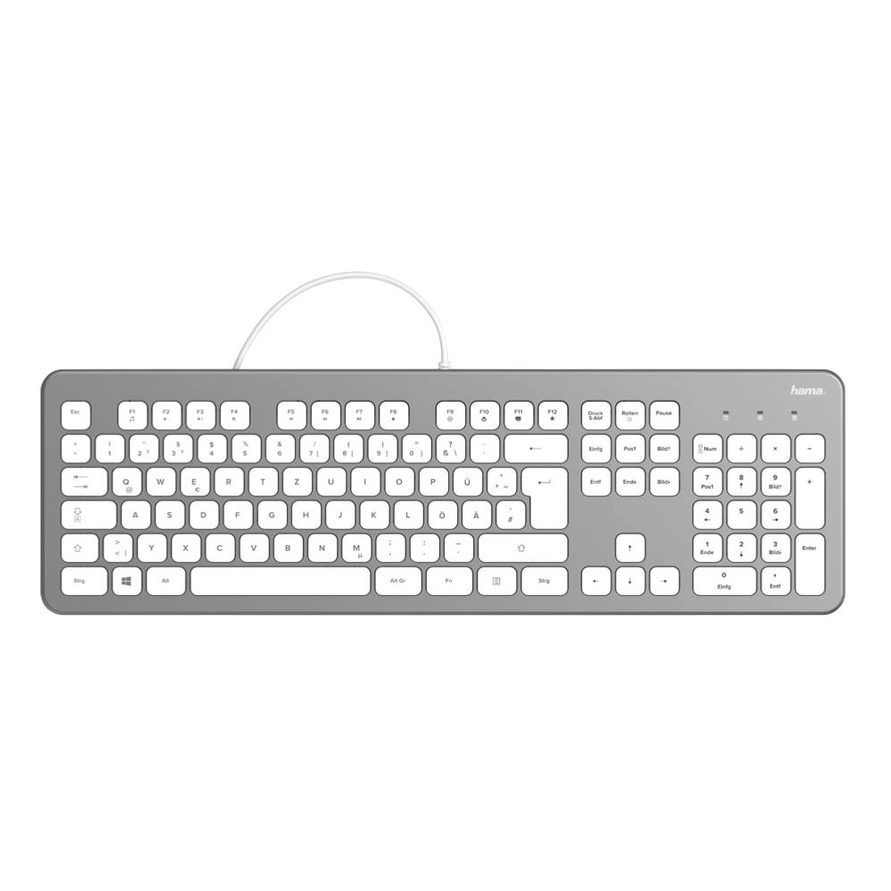 hama KC-700 Tastatur kabelgebunden silber, weiß >> büroshop24