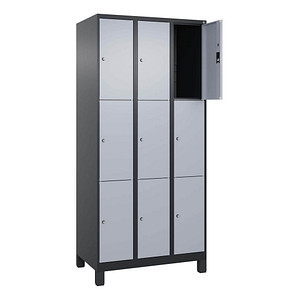 4068427573541 - Schließfachschrank Classic Plus schwarzgrau weißaluminium 080010-303 S10038 9 Schließfächer 300 x 500 x 1950 cm 40684275735