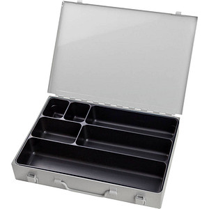 4050049886086 - Sortimentskoffer ADB leer 6-fache Einteilung abschließbar mit Griff B 330 x T 230 x H 50 mm Stahl & ABS-Kunststoff lichtgrau RAL 7035 4050049886086 - Sortimentskoffer ADB leer 6-fache Einteilung abschließbar mit Griff B 330 x T 230 x H 50 mm Stahl & ABS-Kunststoff lichtgrau RAL 7035