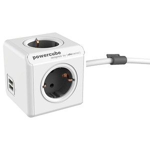 PowerCube Extended DUO USB 4-fach Steckdosenwürfel weiß