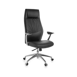 AMSTYLE XXL Chefsessel, SPM1.141 Leder schwarz, Gestell silber