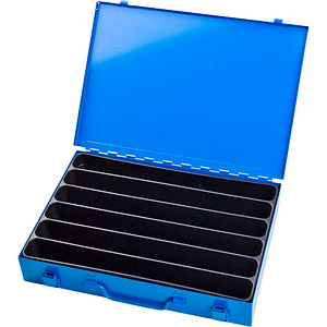 4050049886017 - Sortimentskoffer ADB leer 6-fache lange Einteilung abschließbar mit Griff B 330 x T 230 x H 50 mm Stahl & ABS-Kunststoff lichtblau RAL 5012 4050049886017 - Sortimentskoffer ADB leer 6-fache lange Einteilung abschließbar mit Griff B 330 x T 230 x H 50 mm Stahl & ABS-Kunststoff lichtblau RAL 5012