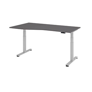 4032062322659 - VXDSM18 elektrisch höhenverstellbarer Schreibtisch grafit Trapezform T-Fuß-Gestell silber 1800 x 1000 cm 4032062322659 - VXDSM18 elektrisch höhenverstellbarer Schreibtisch grafit Trapezform T-Fuß-Gestell silber 1800 x 1000 cm