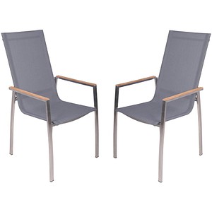 Garden Pleasure Gartenstühle mit Armlehnen PAVIA hellgrau, Metall, 2 St.