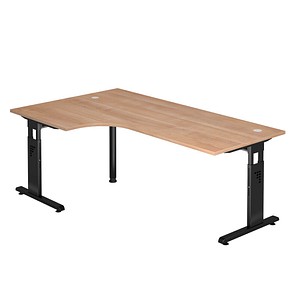 OS 82 höhenverstellbarer Schreibtisch nussbaum L-Form