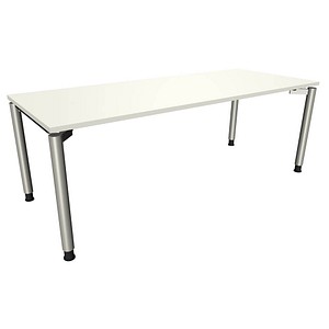 4260267321119 - fm fastline höhenverstellbarer Schreibtisch weiß rechteckig 4-Fuß-Gestell silber 2000 x 800 cm