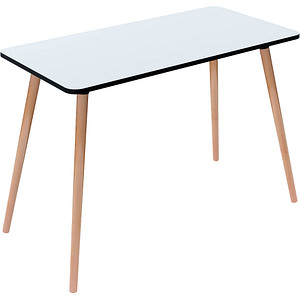 3660141256420 - Schreibtisch easyHome HOP HOP22313 65-130cm (H) 114x60cm (BxT) rechteckig weiß   buche 3660141256420 PAPERFLOW