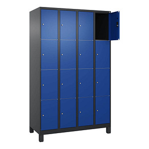 4068427433364 - Schließfachschrank Classic Plus enzianblau schwarzgrau 080010-404 S10036 16 Schließfächer 1200 x 500 x 1950 cm 406842743336