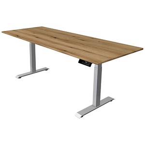 Kerkmann Move 1 stable elektrisch höhenverstellbarer Schreibtisch asteiche rechteckig, T-Fuß-Gestell silber 200,0 x 80,0 cm