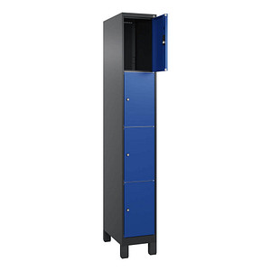 4068427433302 - Schließfachschrank Classic Plus enzianblau schwarzgrau 080010-104 S10030 4 Schließfächer 300 x 500 x 1950 cm 4068427433302 