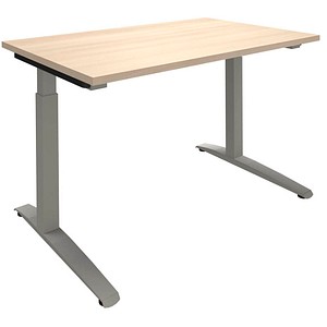 4260267325933 - fm Sidney höhenverstellbarer Schreibtisch akazie rechteckig C-Fuß-Gestell Quadratrohr silber 1200 x 800 cm 4260267325933 - fm Sidney höhenverstellbarer Schreibtisch akazie rechteckig C-Fuß-Gestell Quadratrohr silber 1200 x 800 cm