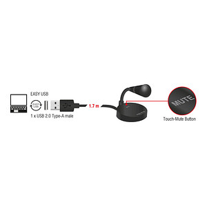4043619658688 - DELOCK 65868 - Mikrofon USB Standfuß Touch-Mute Taste 4043619658688 - DELOCK 65868 - Mikrofon USB Standfuß Touch-Mute Taste