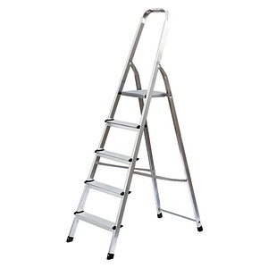 MUNK Stehleiter 11126, 1x 5 Stufen, silber, Aluminium 4031405111264 MUNK